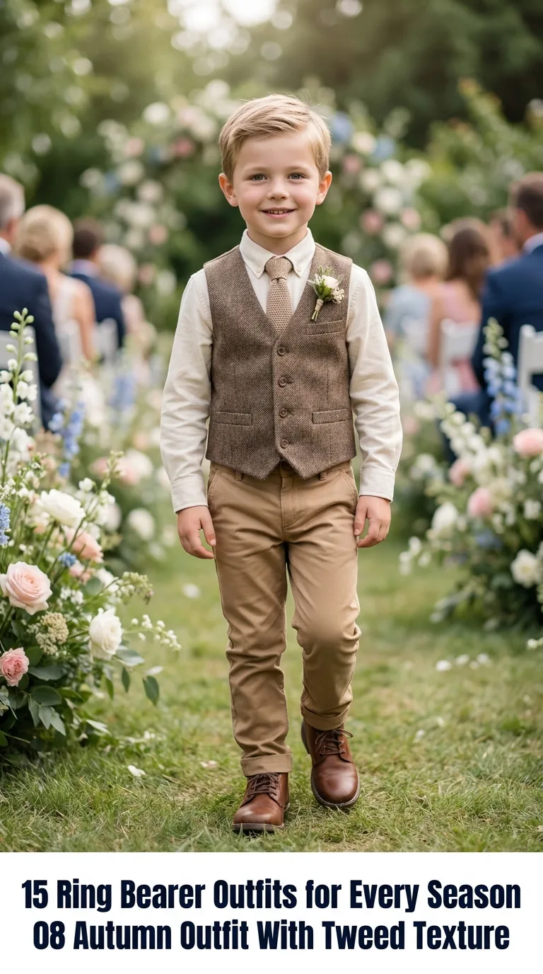 Boy wearing tweed waistcoat outfit