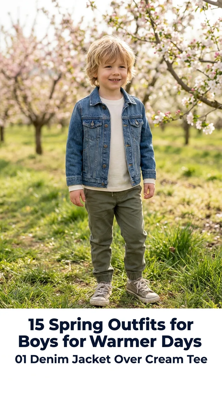 Boy wearing denim jacket outdoors