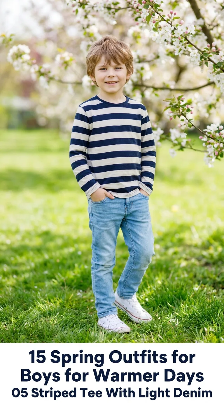 Boy wearing striped tee