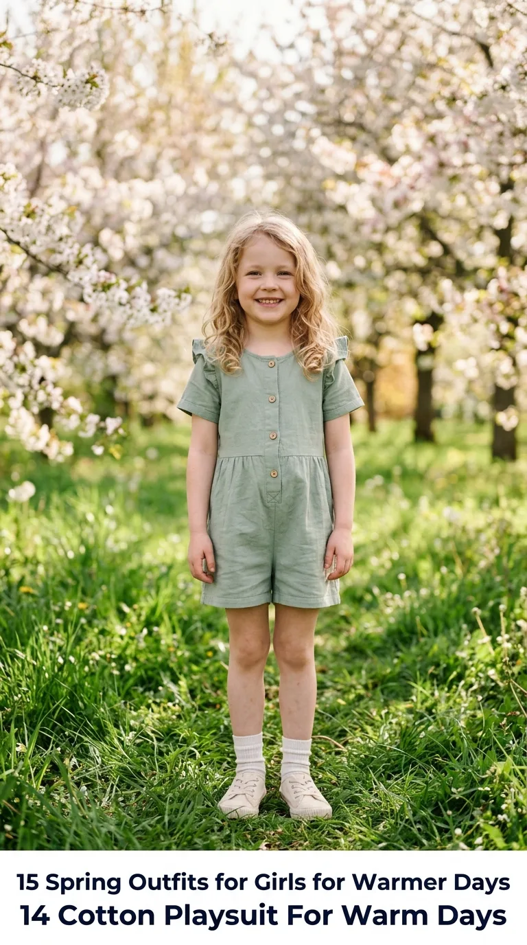 Girl wearing cotton playsuit out…