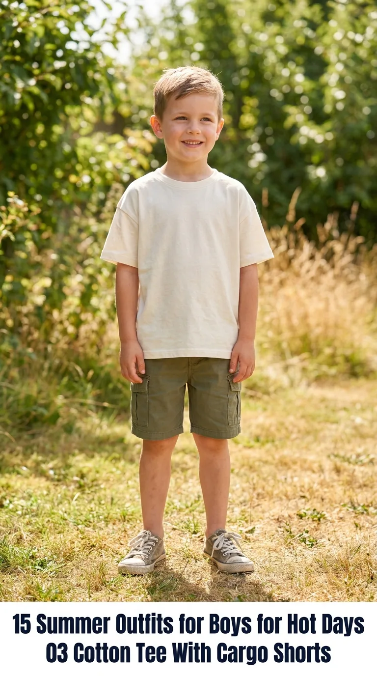 Boy wearing summer outfit