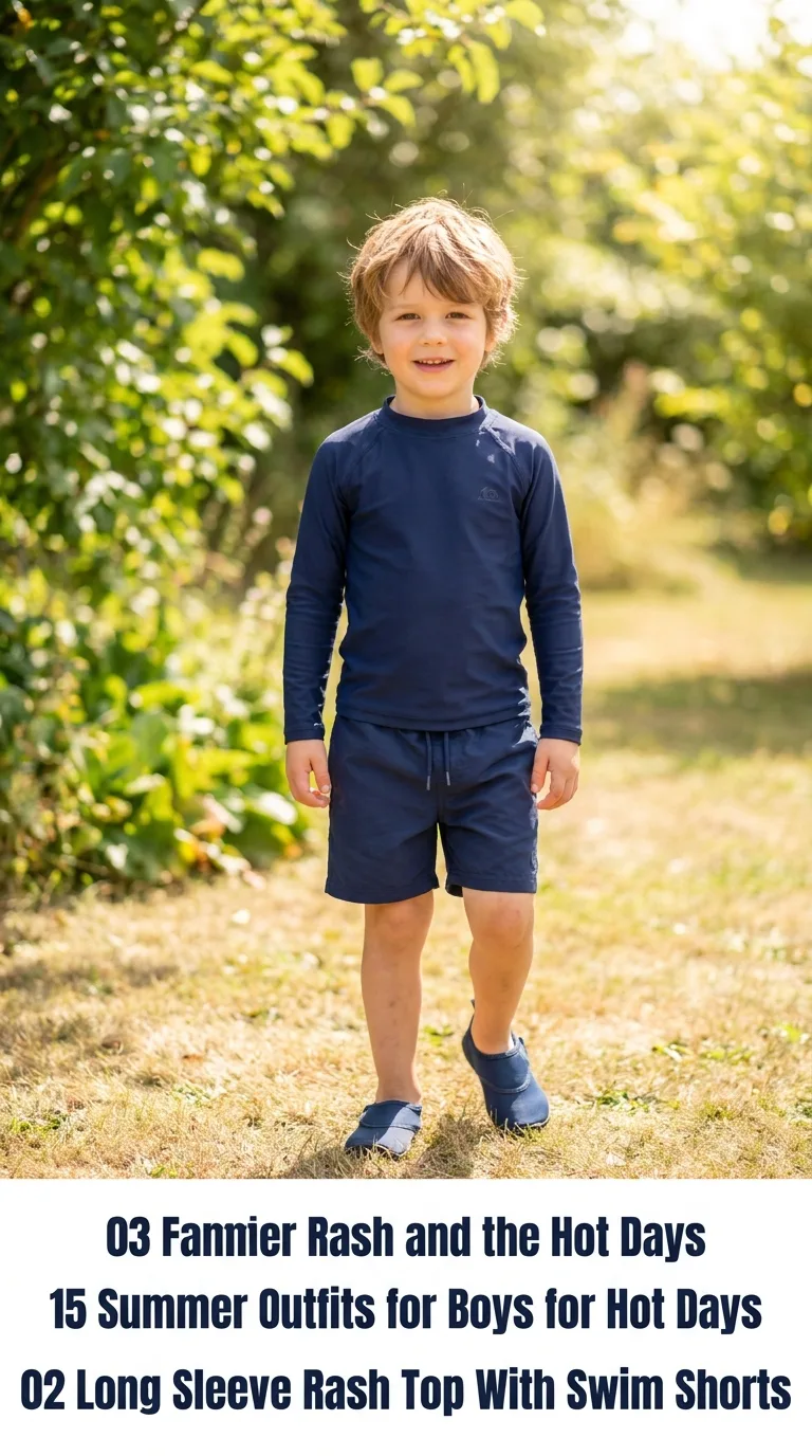 Boy wearing swim outfit