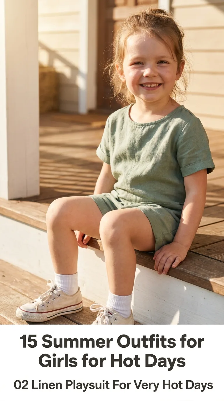 Girl wearing linen playsuit
