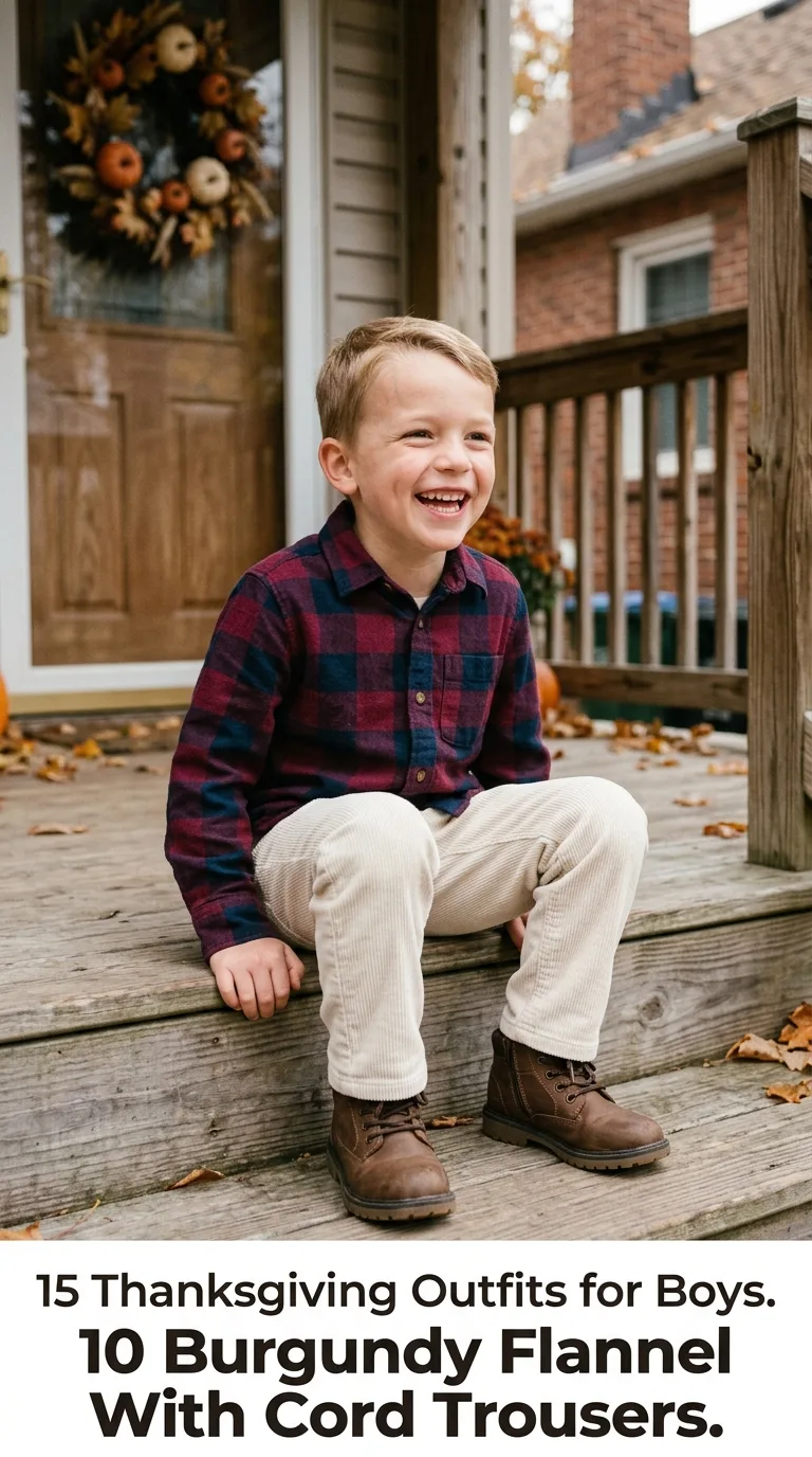 Boy posing on front porch