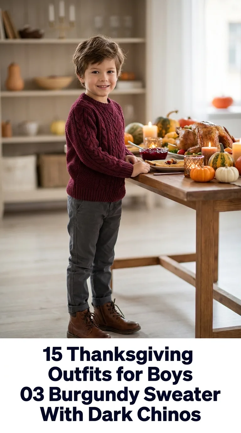 Boy standing beside Thanksgiving…