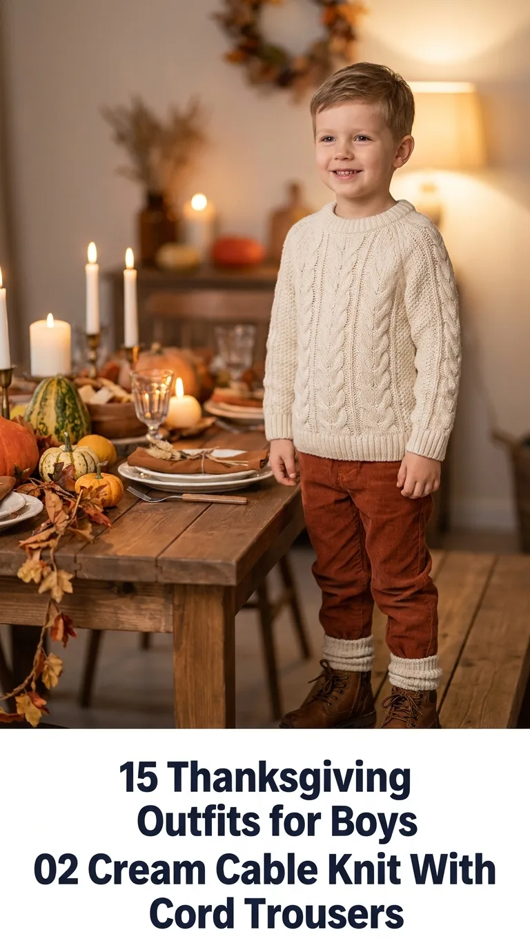 Boy standing by Thanksgiving table