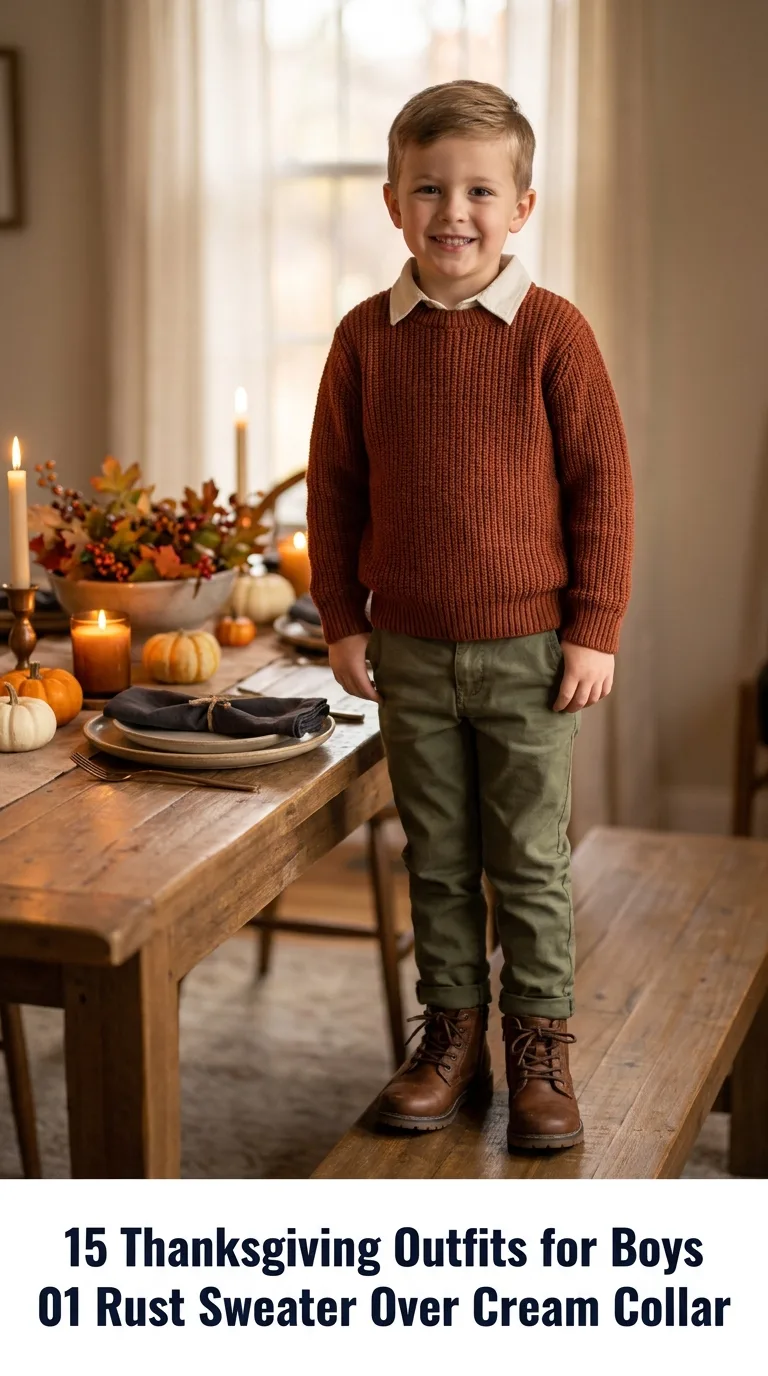 Boy standing near Thanksgiving t…