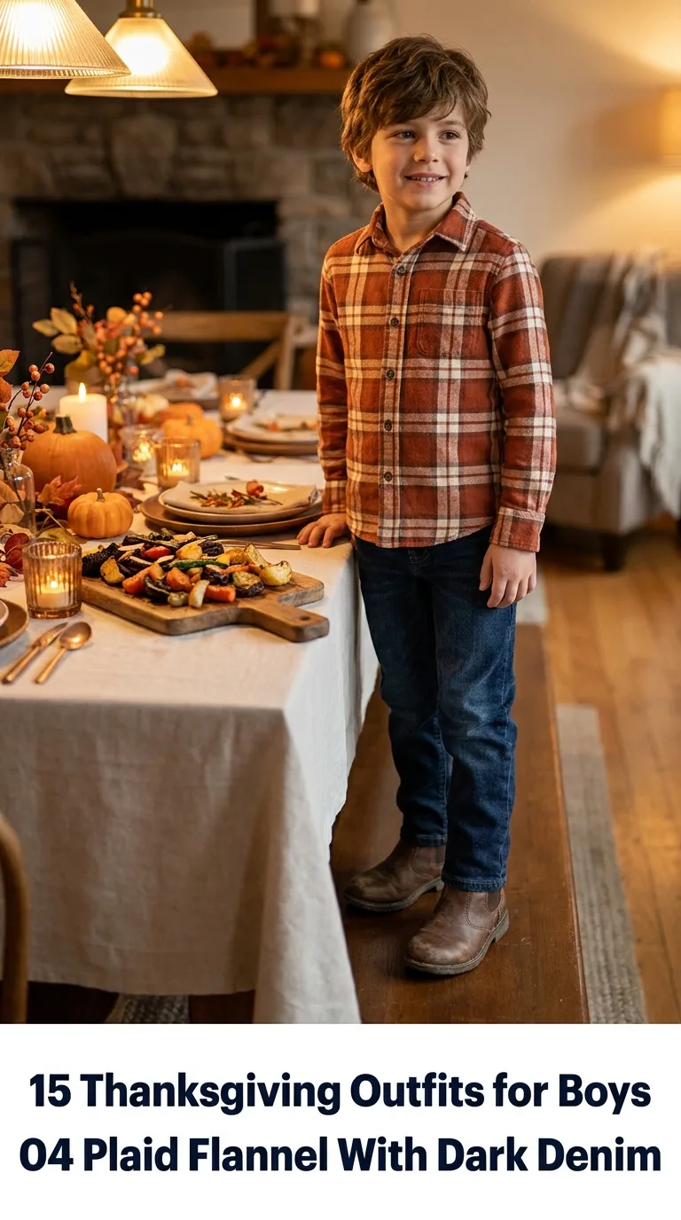 Boy standing near Thanksgiving t…