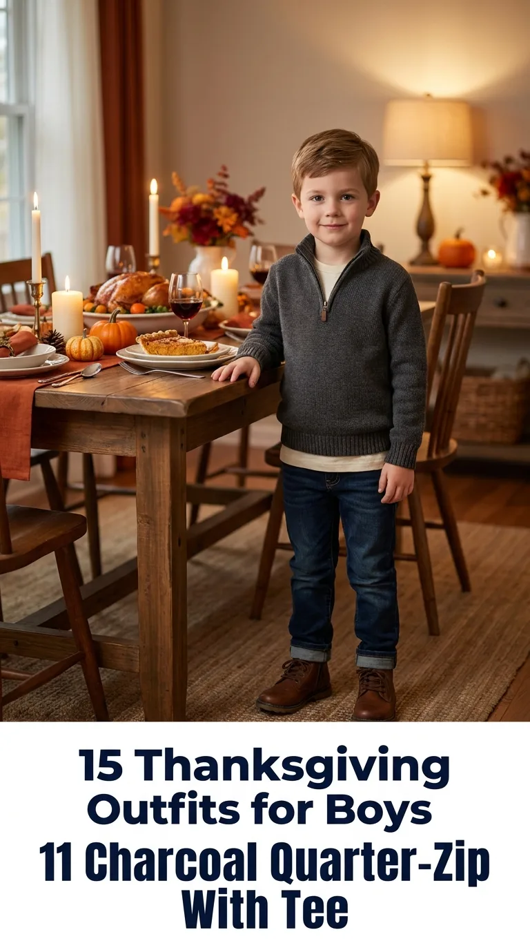 Boy standing near Thanksgiving t…