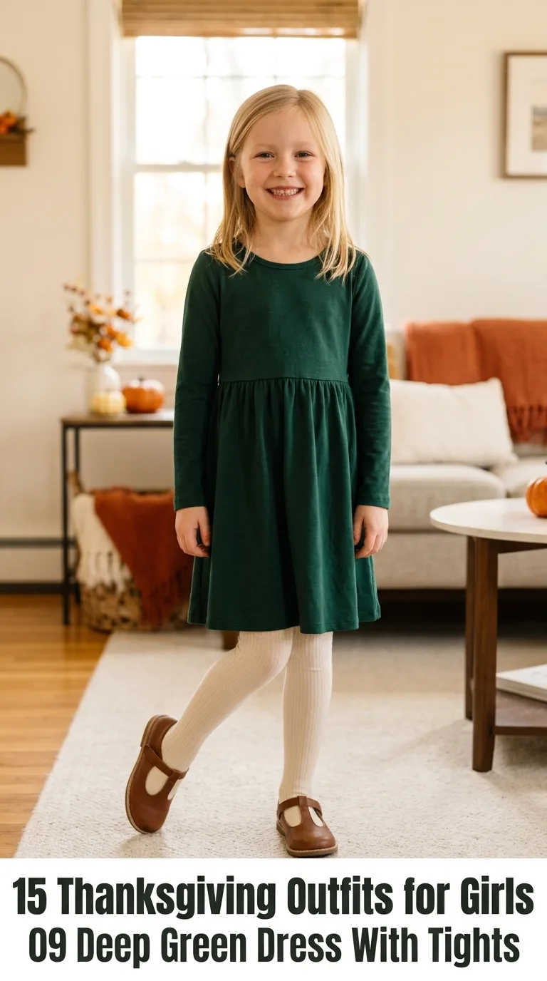 Girl wearing deep green dress
