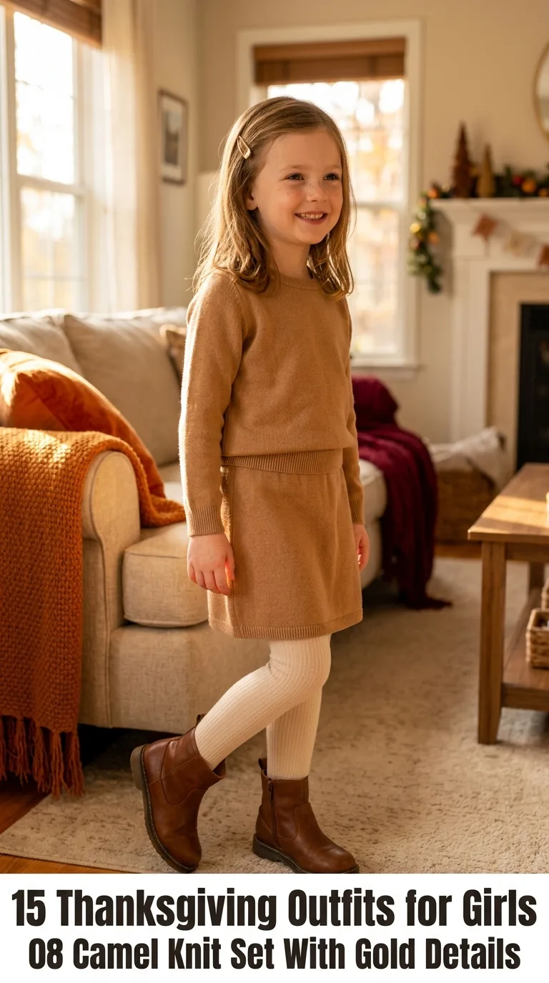 Girl wearing Thanksgiving outfit