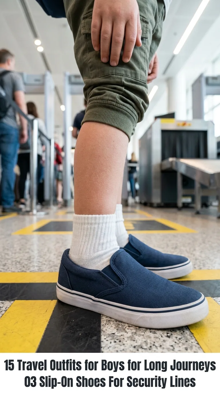 Boy at airport security line