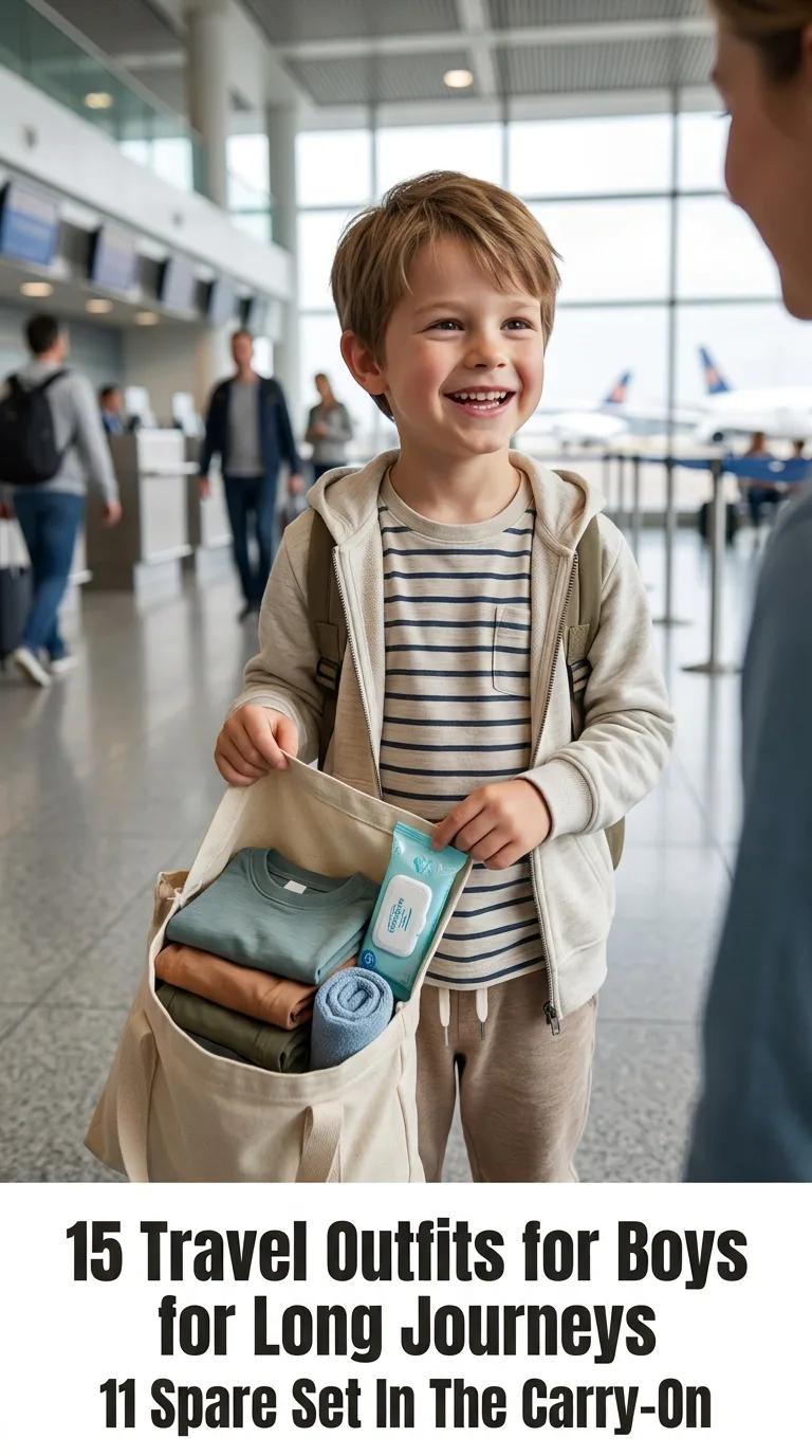 Boy holding bag at airport