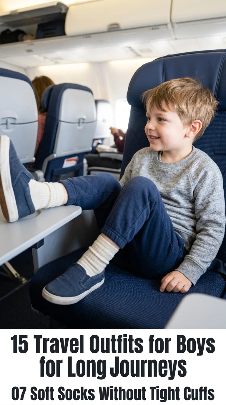 Boy relaxing on plane seat