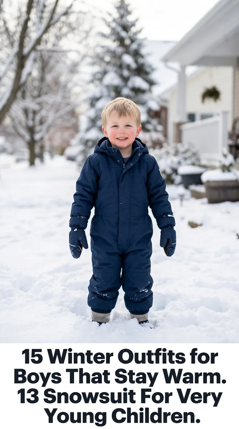 Boy standing in snow