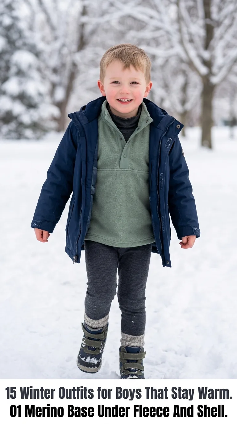Boy wearing winter outfit in