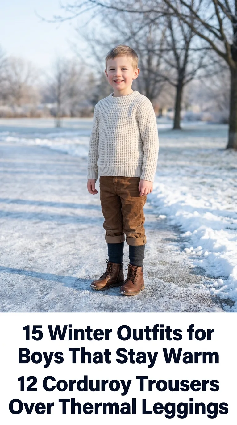 Boy modeling winter outfit outdoors