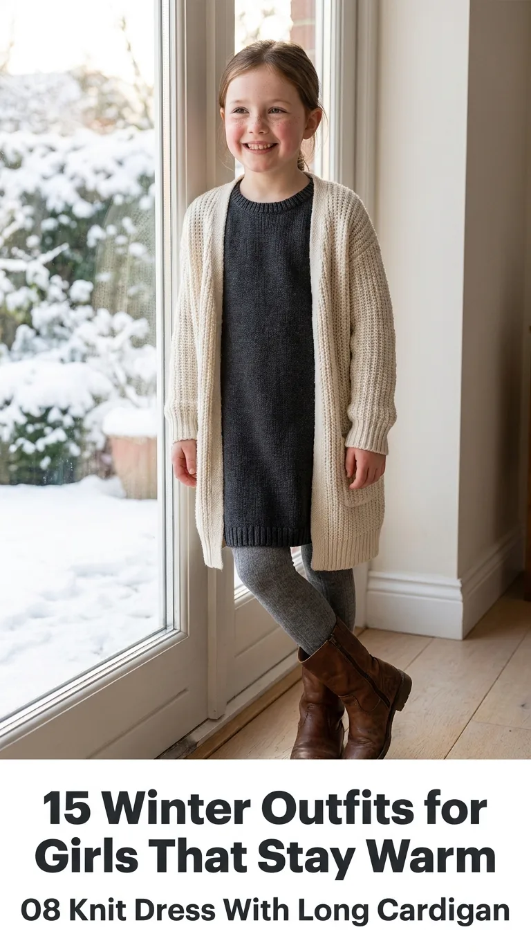 Girl wearing winter outfit indoors