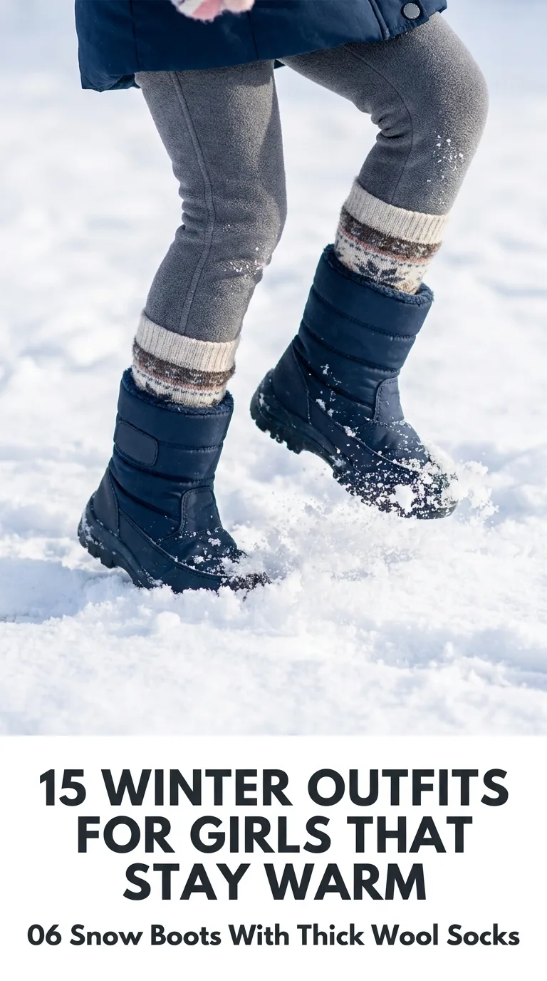 Girl stomping in fresh snow