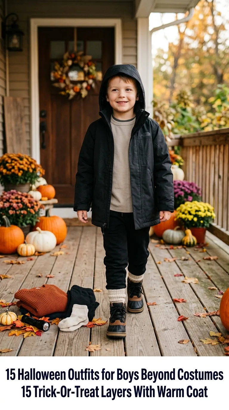 Boy modeling Halloween outfit ou…