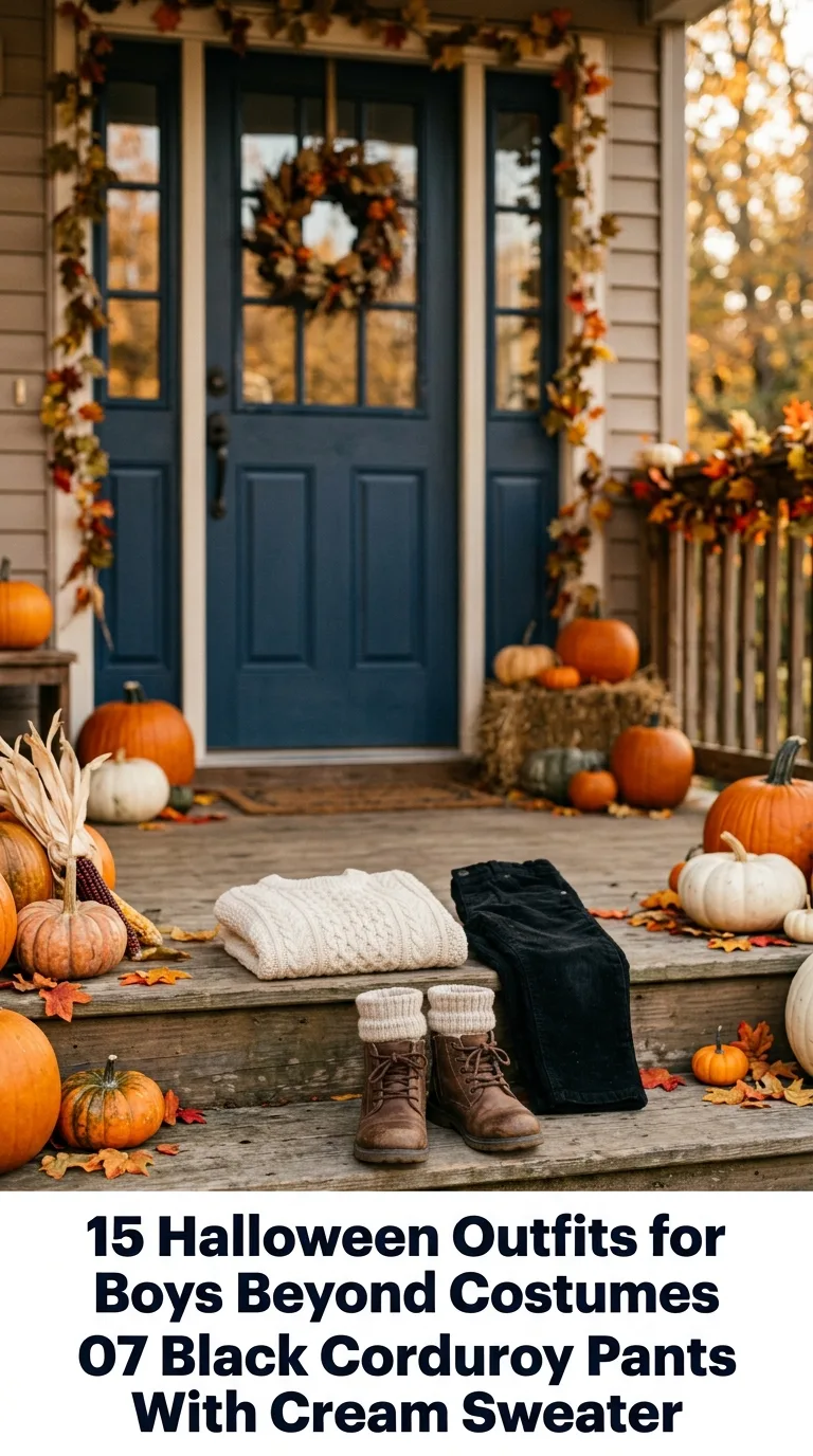 Boy wearing autumn outfit outdoors