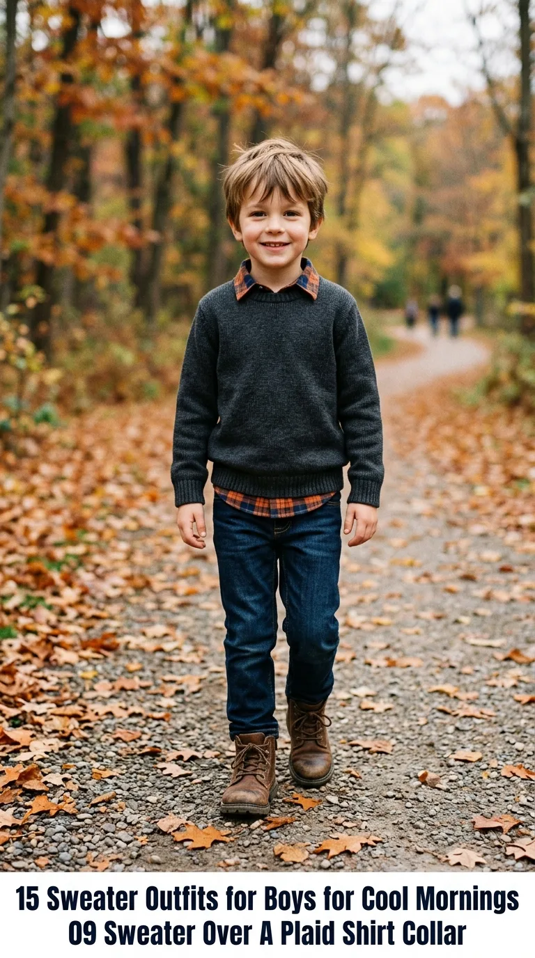 Boy wearing sweater outdoors
