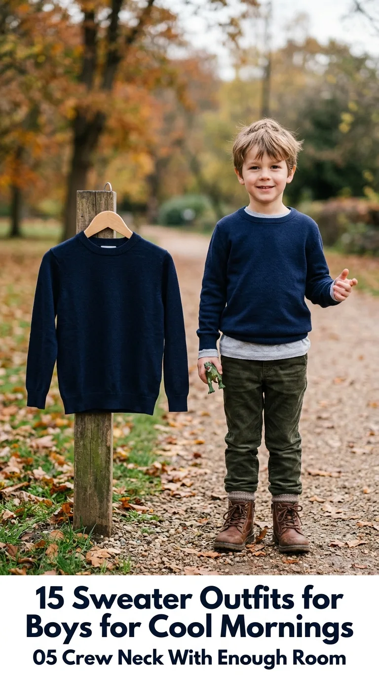 Boy wearing navy sweater