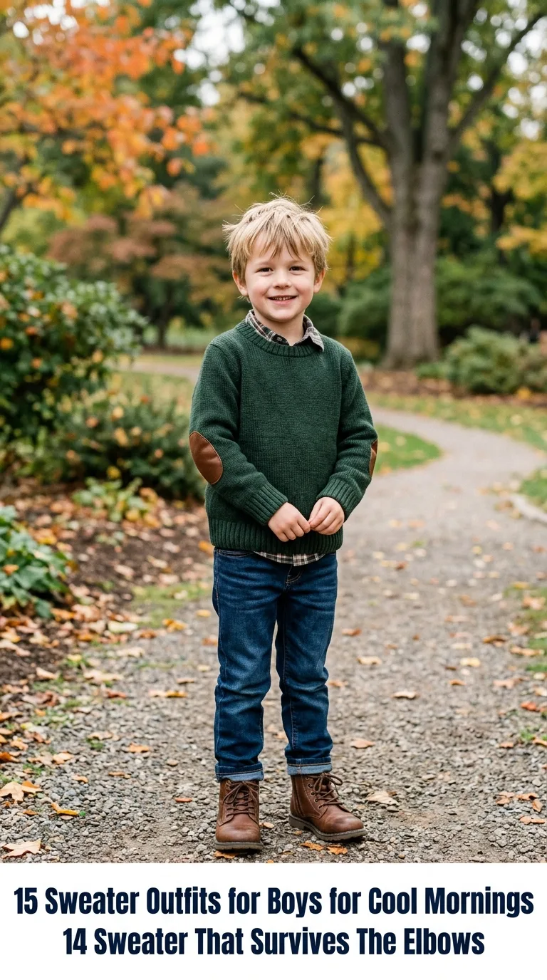 Boy wearing sweater outdoors