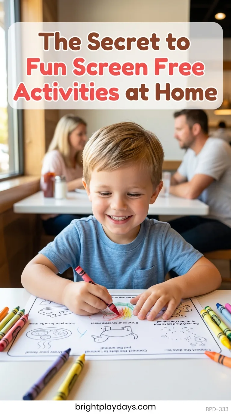Screen-free restaurant activity for young children