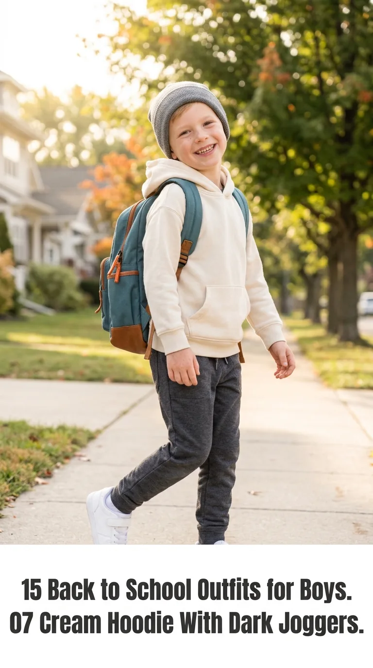 Boy wearing grey beanie backpack