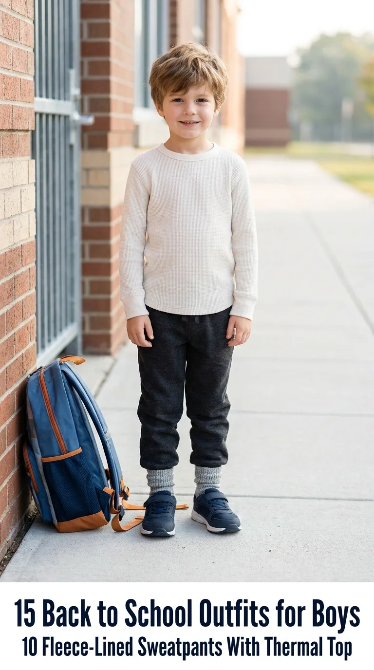 Boy standing with backpack outdoors
