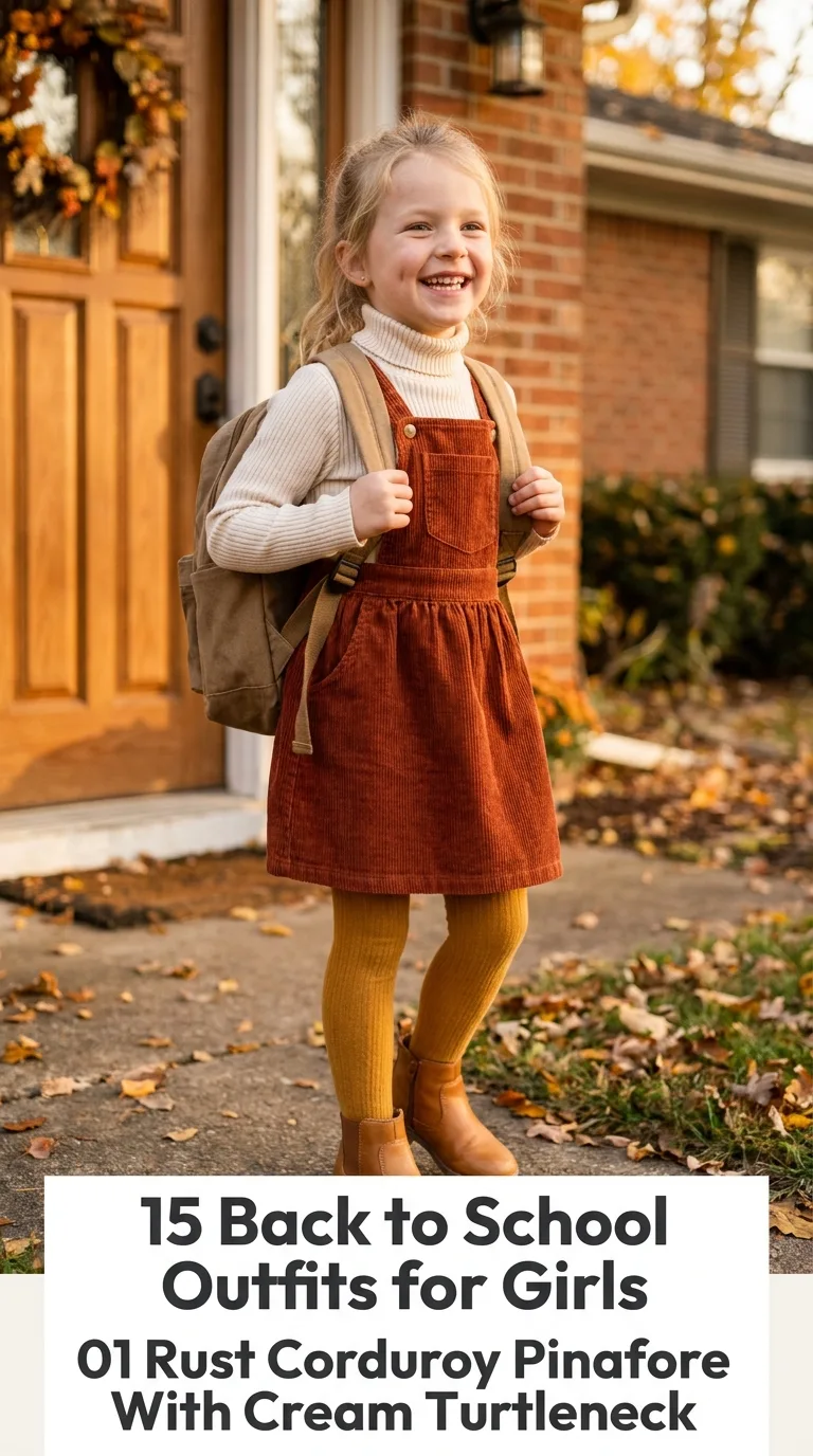 Girl wearing backpack by door