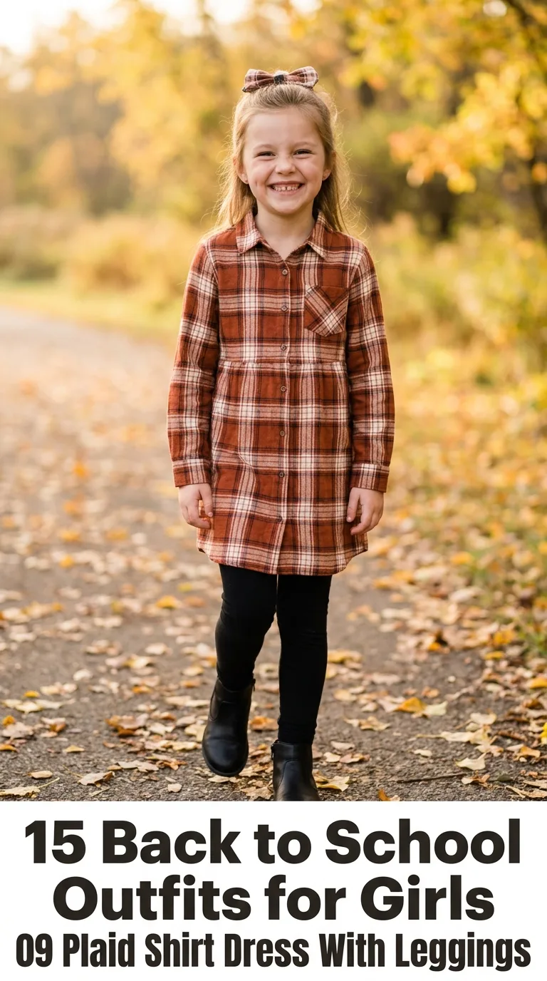 Girl wearing plaid shirt dress