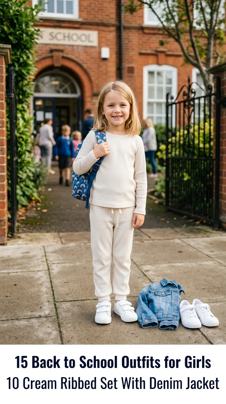 Child standing with school outfit