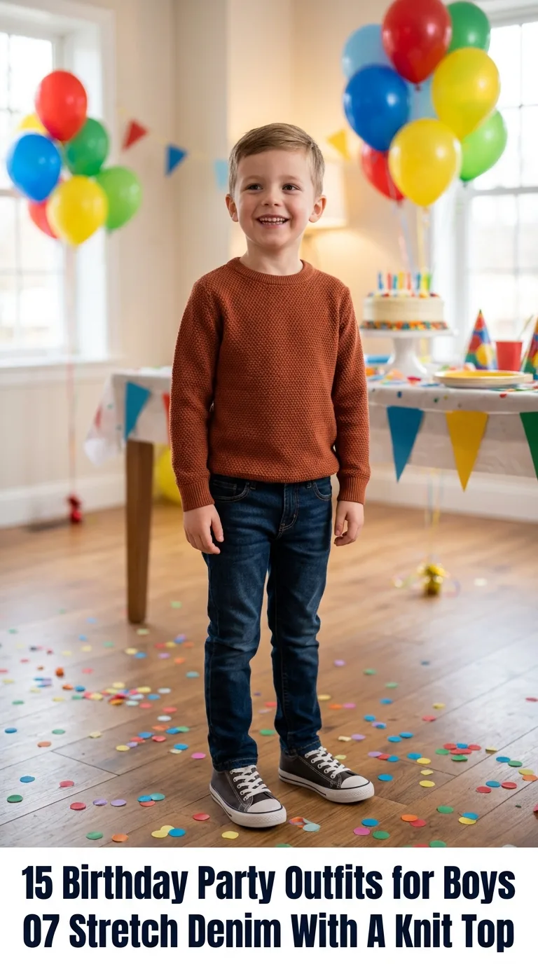 Boy standing at birthday party