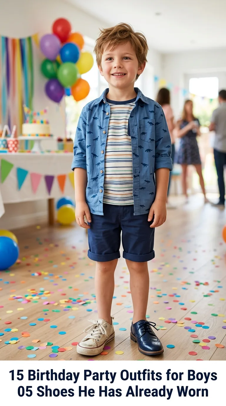 Boy standing at birthday party