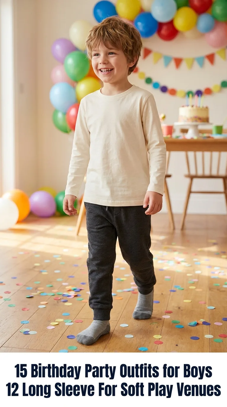 Boy standing at birthday party