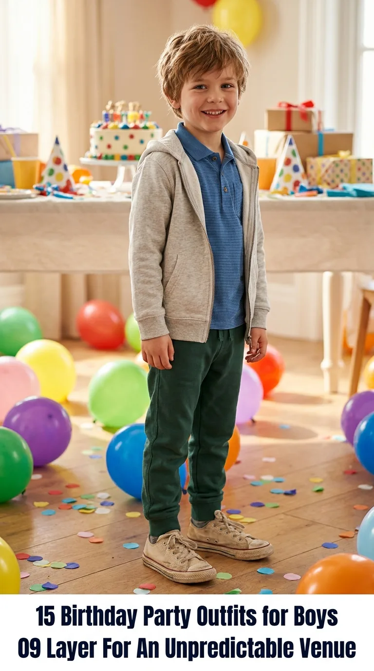 Boy standing at birthday party