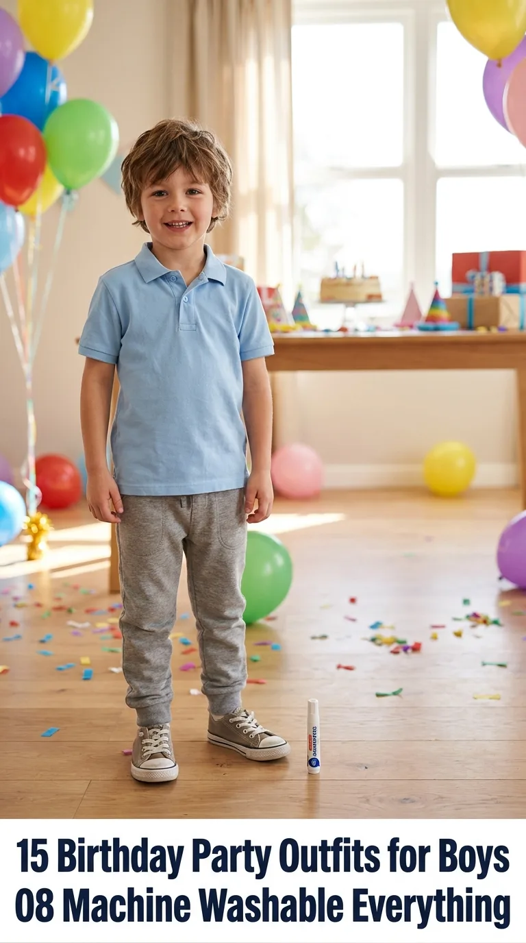 Boy wearing birthday party outfit