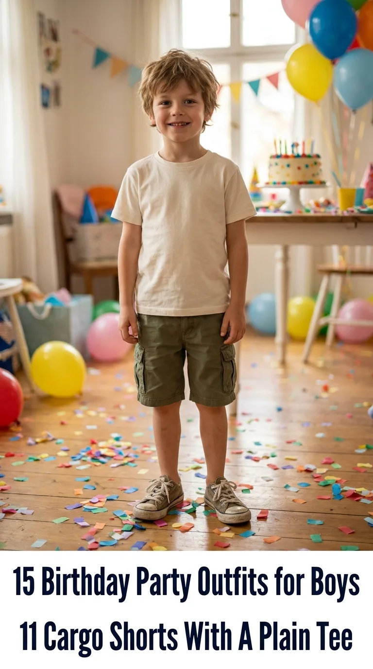 Boy wearing birthday party outfit