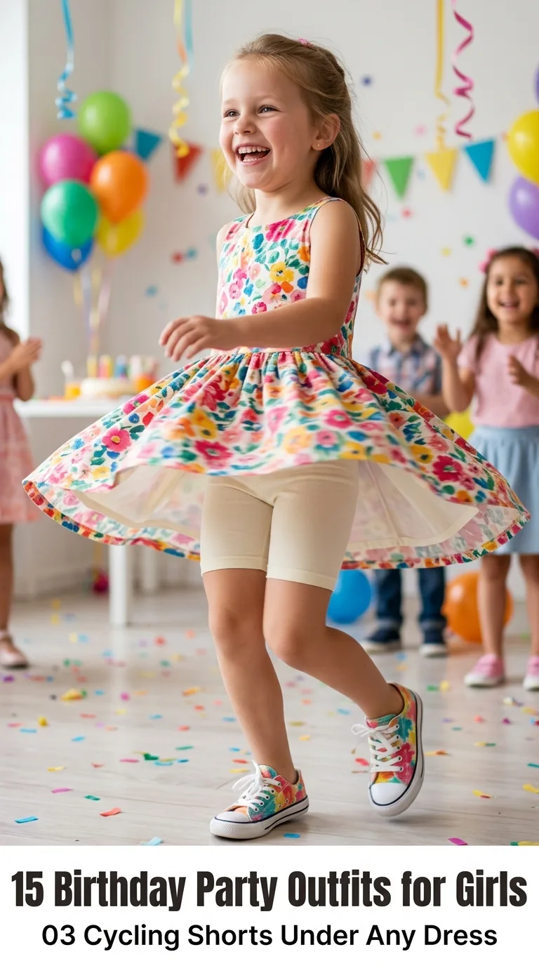 Girl twirls at birthday party