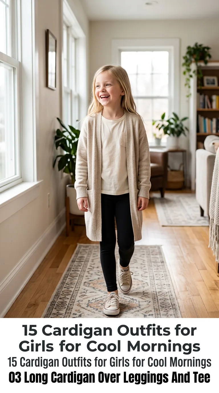Girl wearing long cardigan outfit