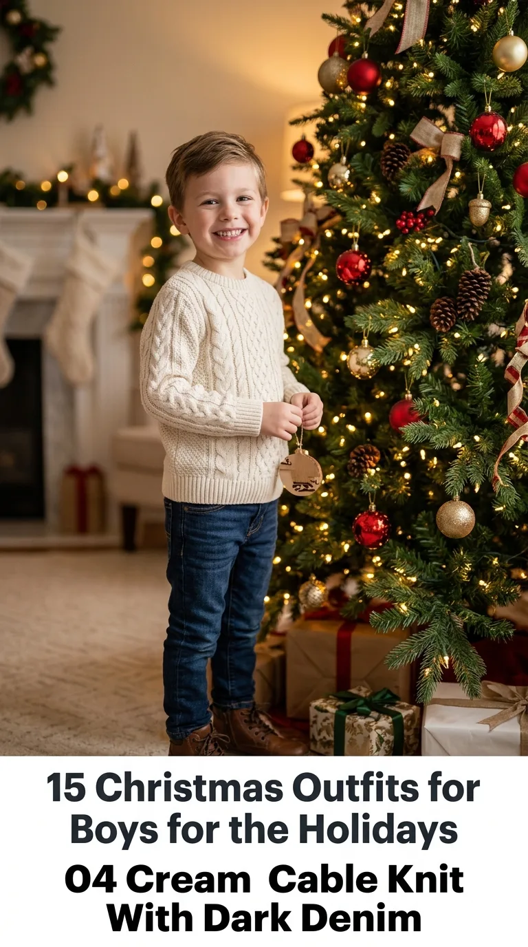 Boy by Christmas tree