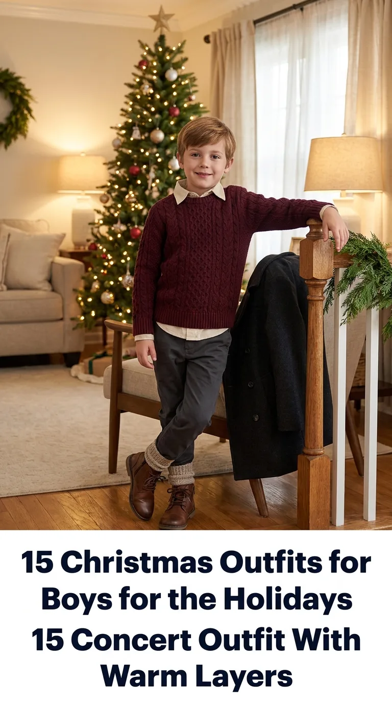 Boy standing by Christmas tree