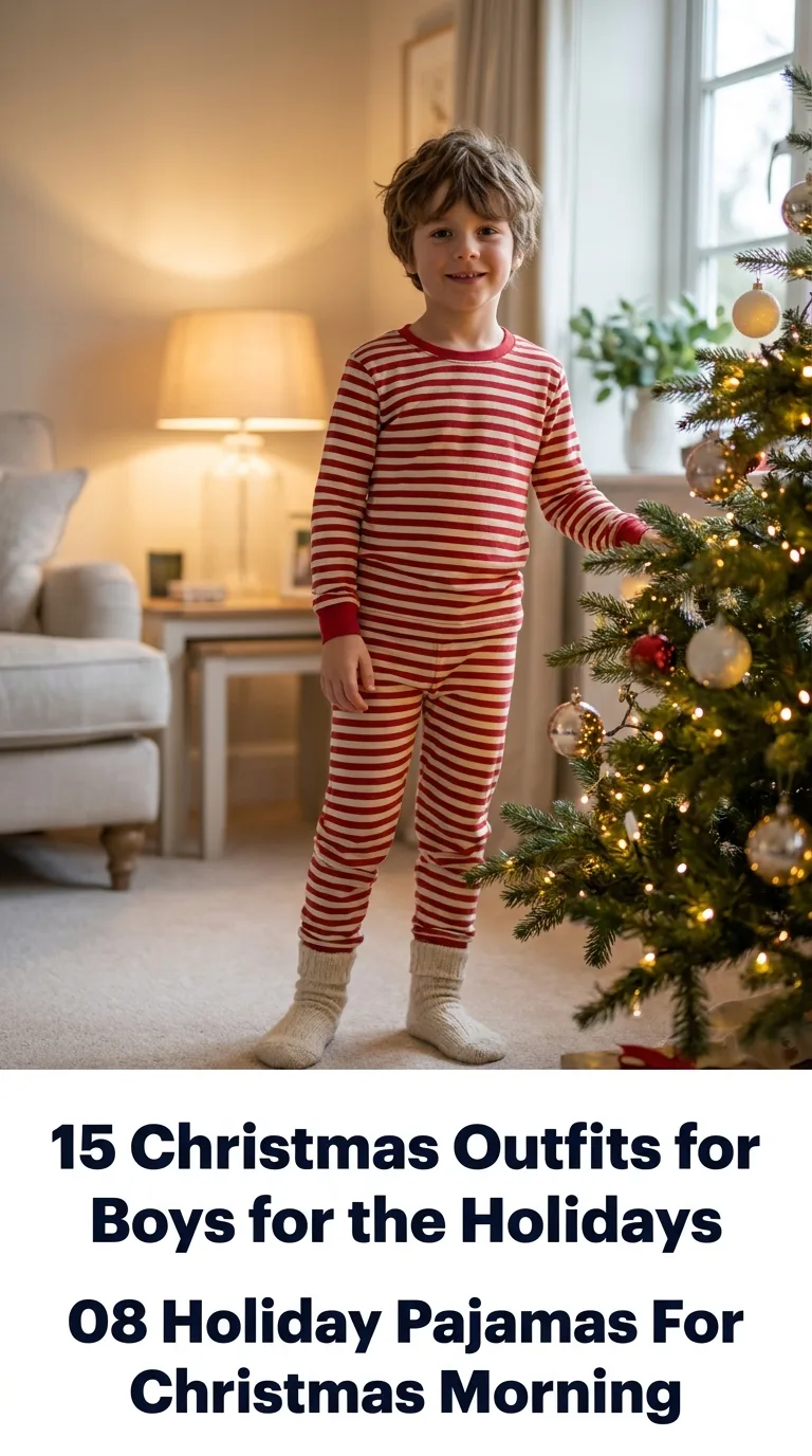 Boy wearing Christmas pajamas