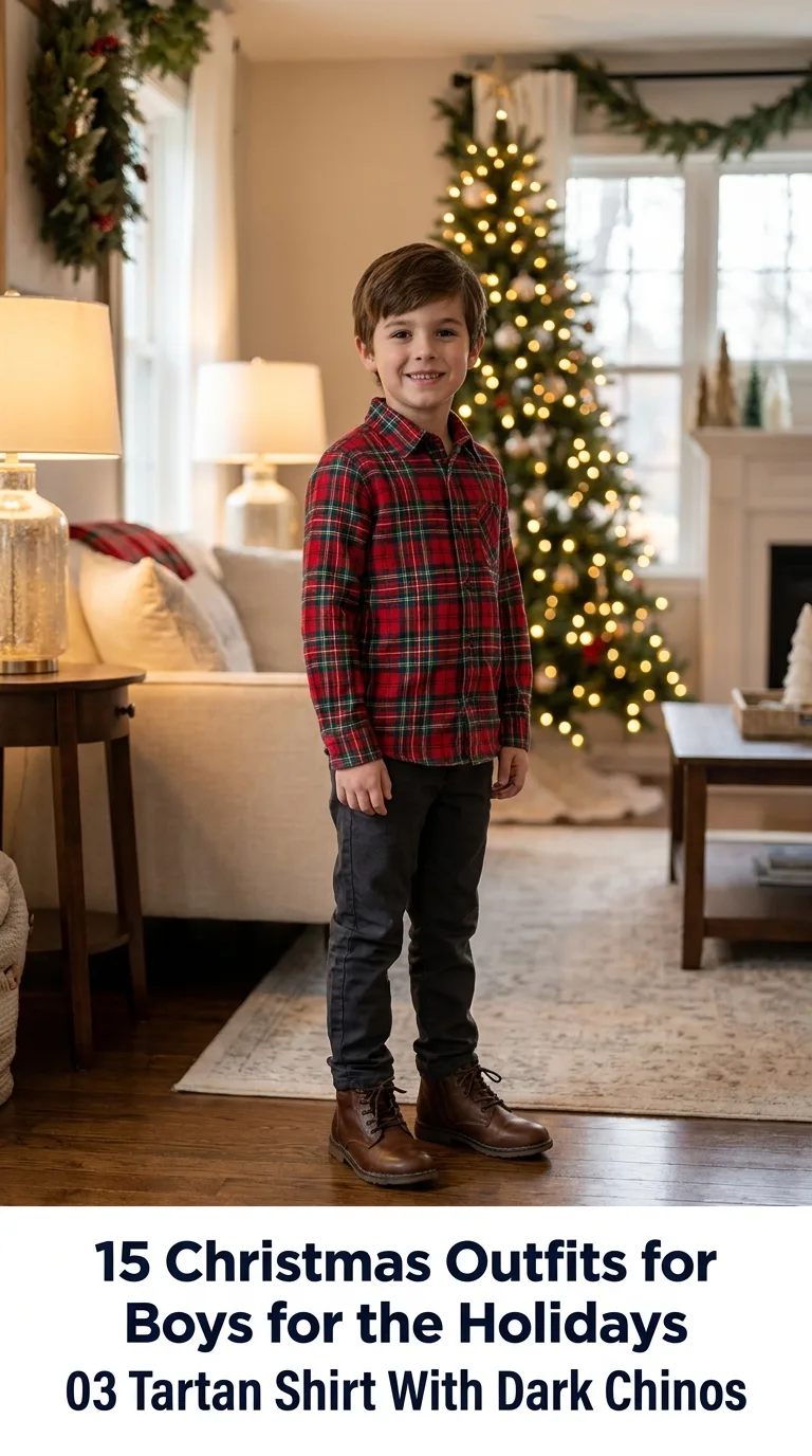 Boy wearing tartan shirt