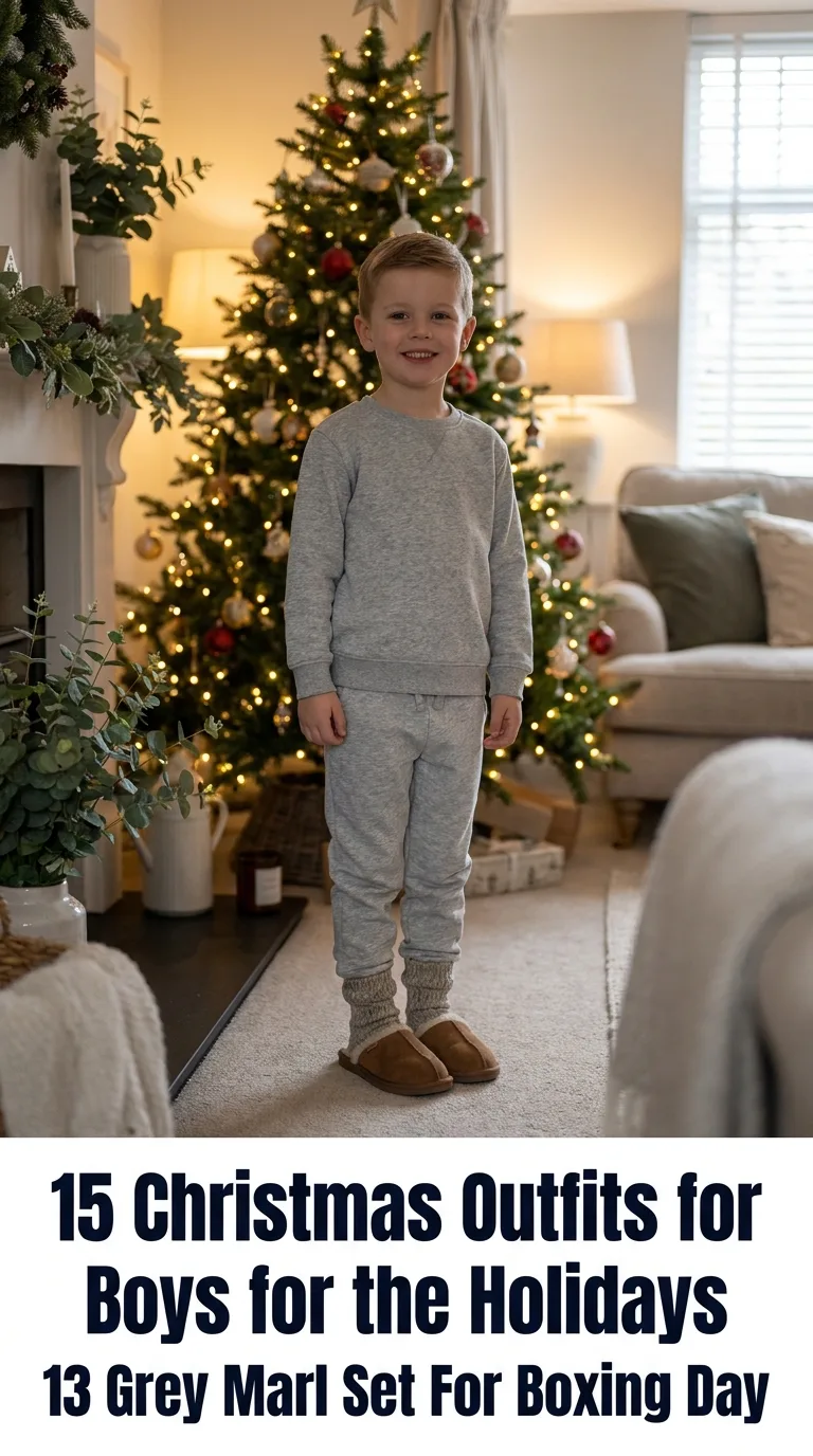 Boy standing near Christmas tree