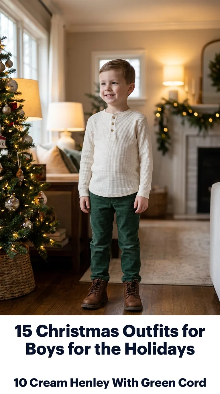 Boy standing near Christmas tree