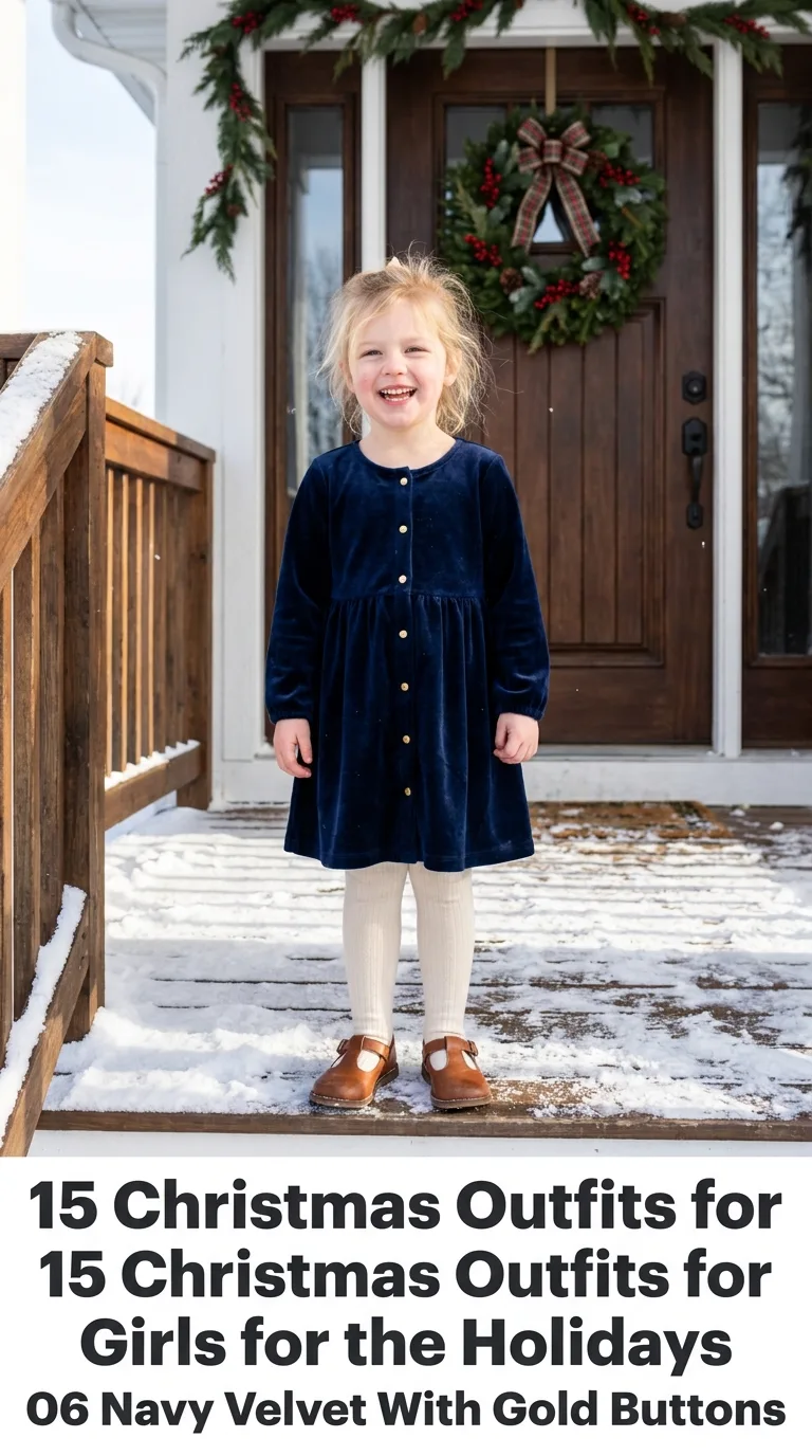Girl in navy velvet dress