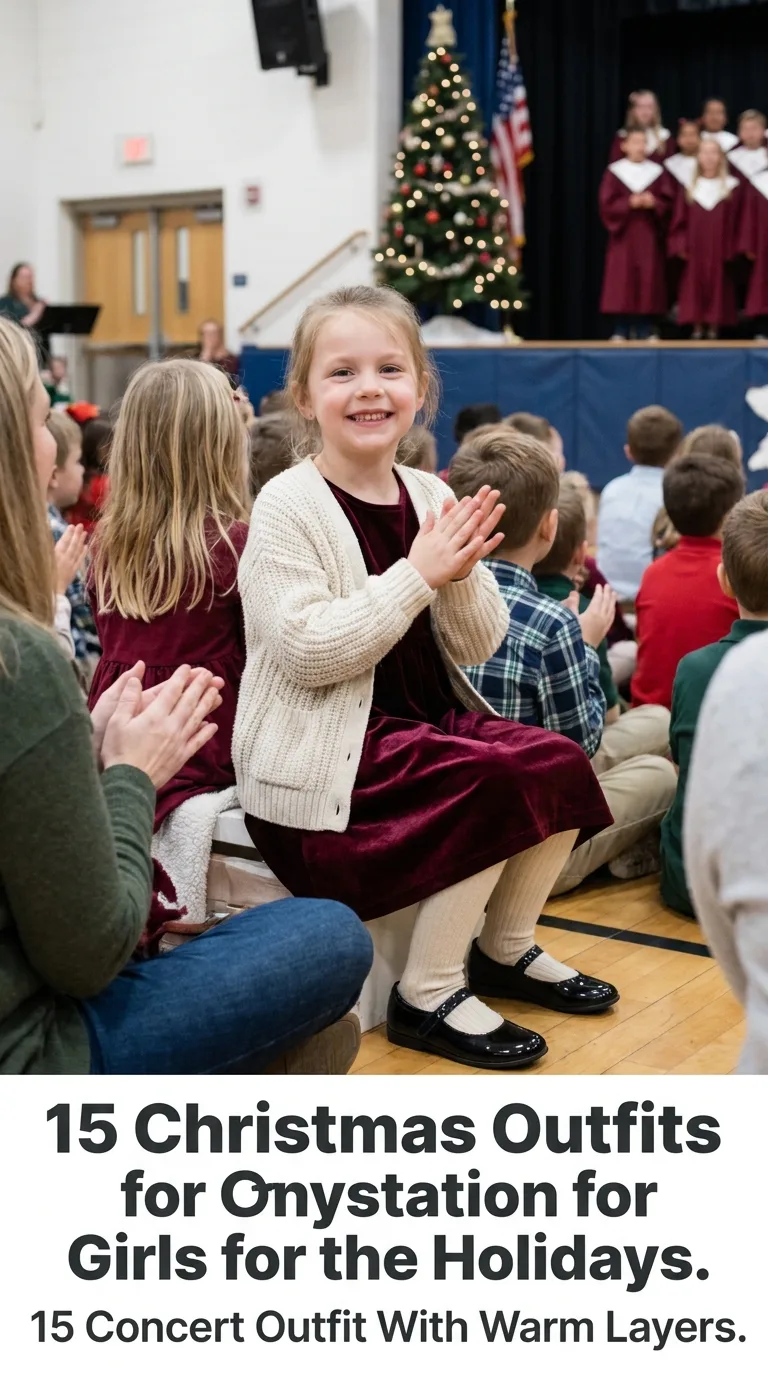 Girl wearing Christmas concert o…